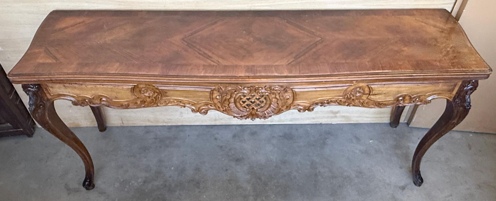 Console convertible de style Louis XV en bois sculpté à la main photo Mobilier