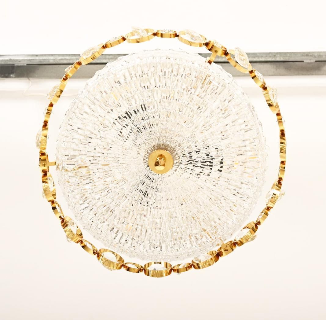 photo vinterior Goldplated Brass And Glass Chandelier By Orrefors From The 1960s