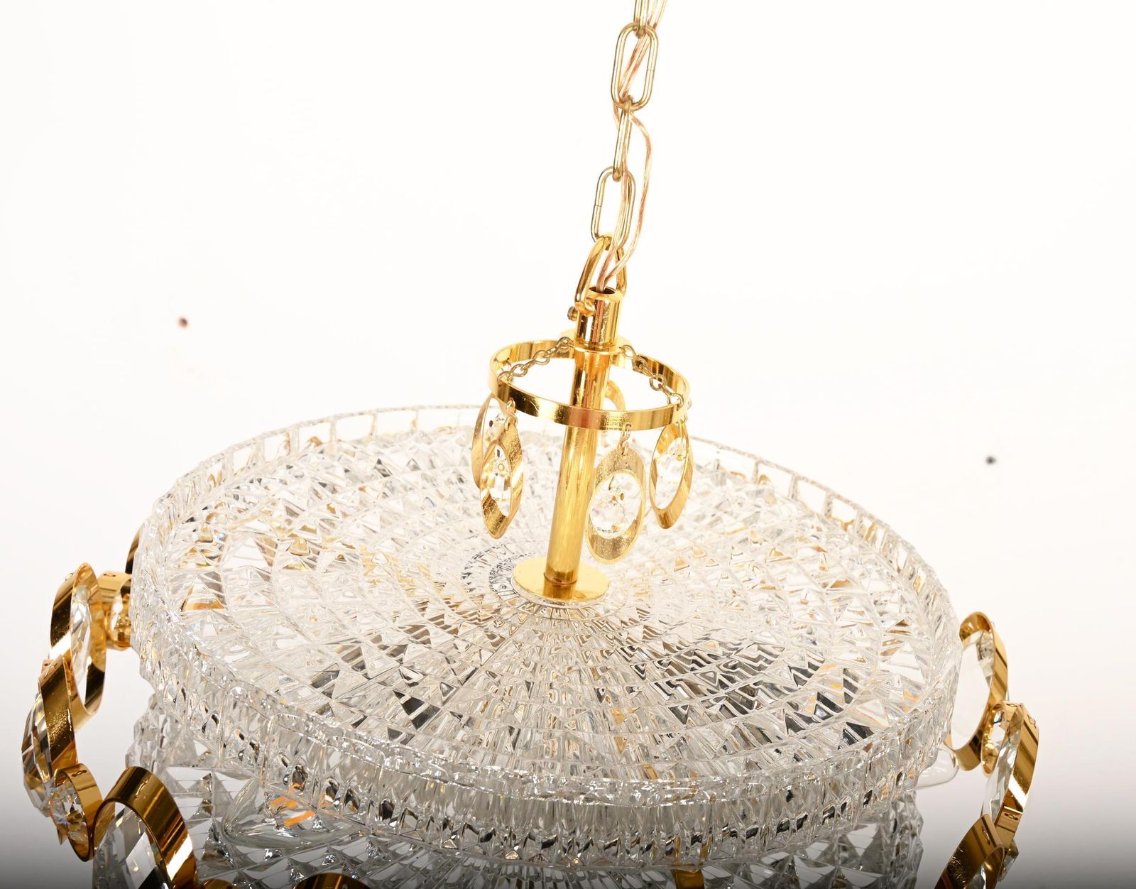 photo buy Goldplated Brass And Glass Chandelier By Orrefors From The 1960s