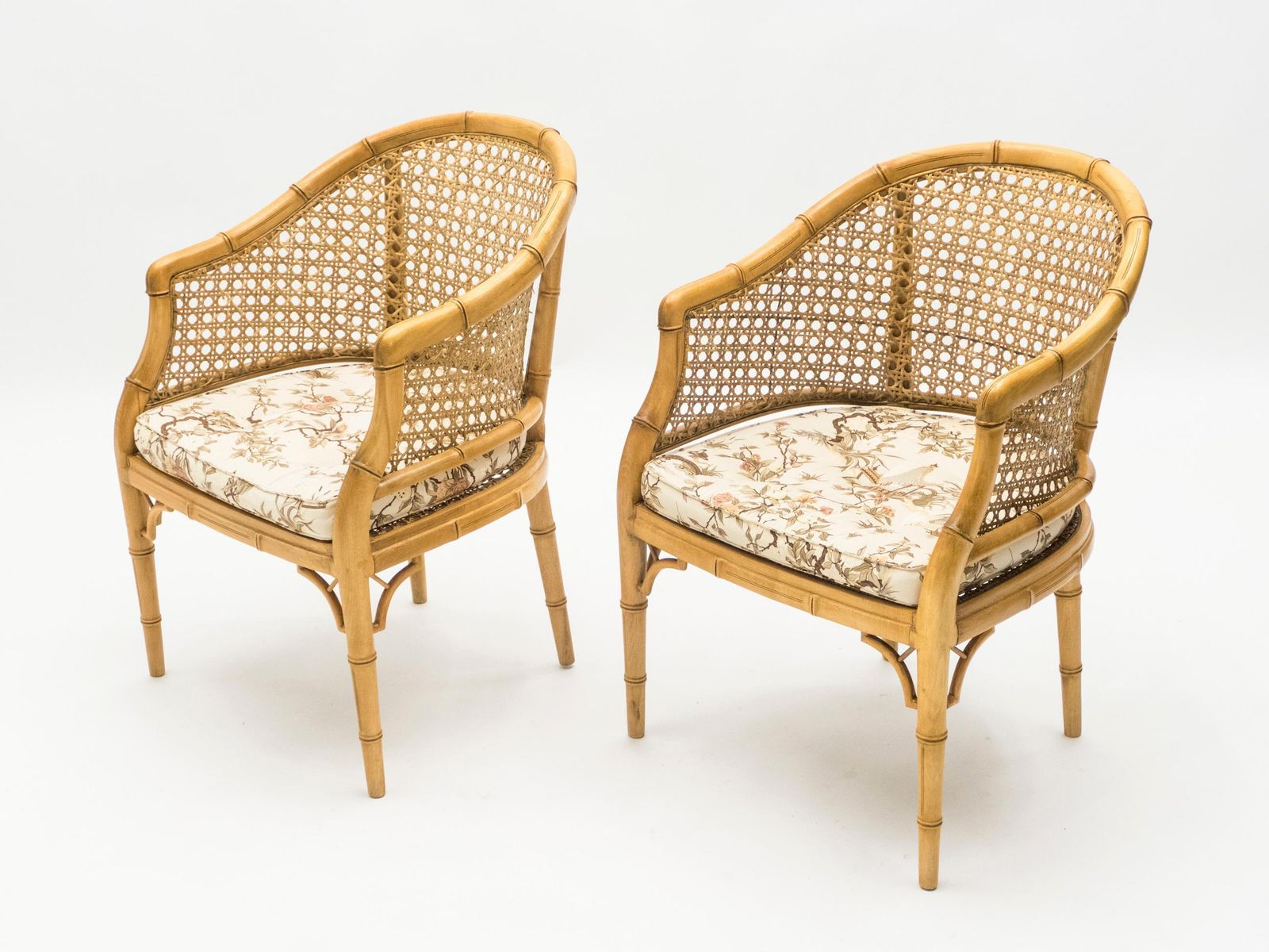 Fauteuils Mid-Century Modern Riviera française en bambou et cannage, années 1960 photo for sale