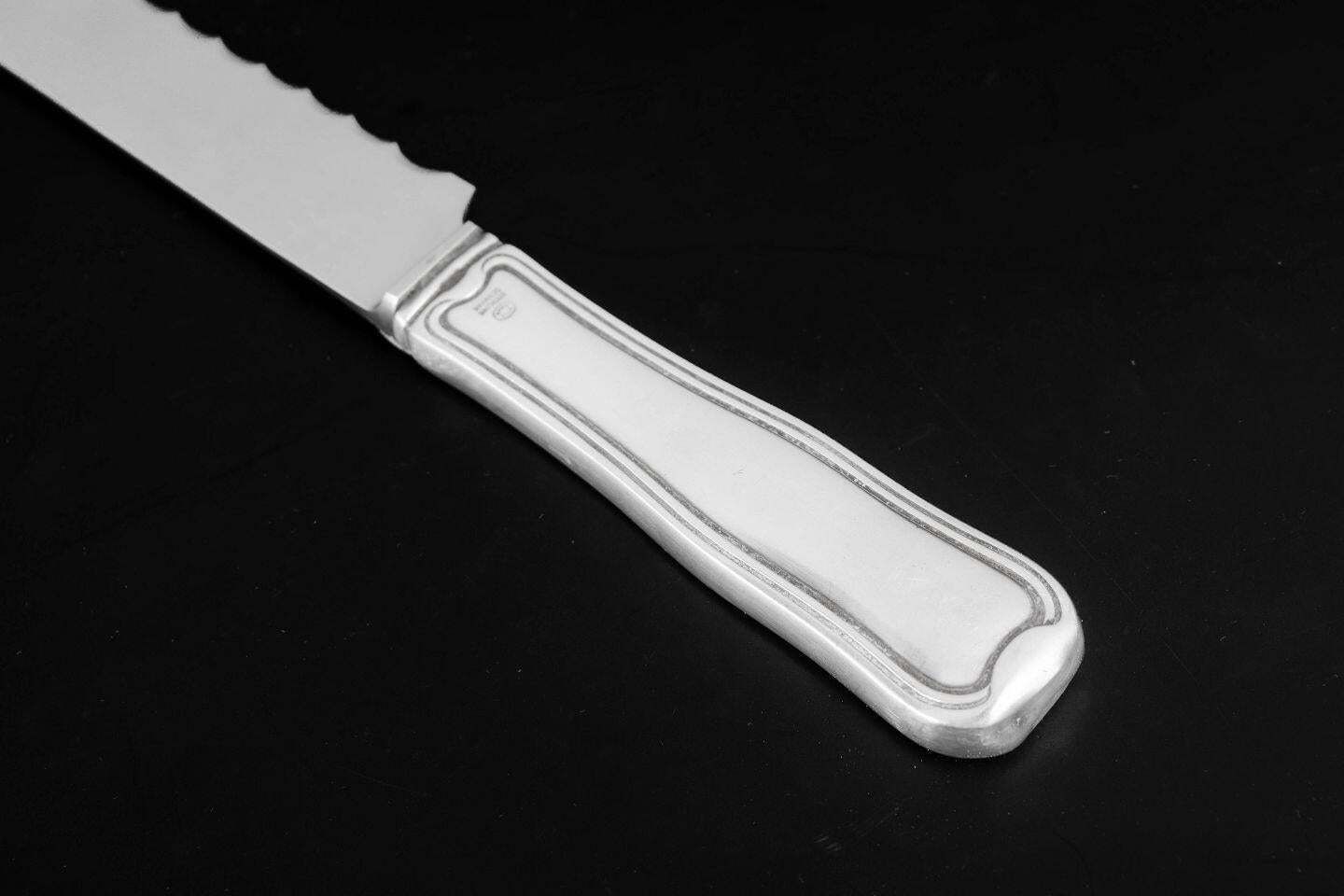 Georg Jensen. 'Old Danish' Bread Knife In Stainless Steel And Sterling Silver. photo for sale