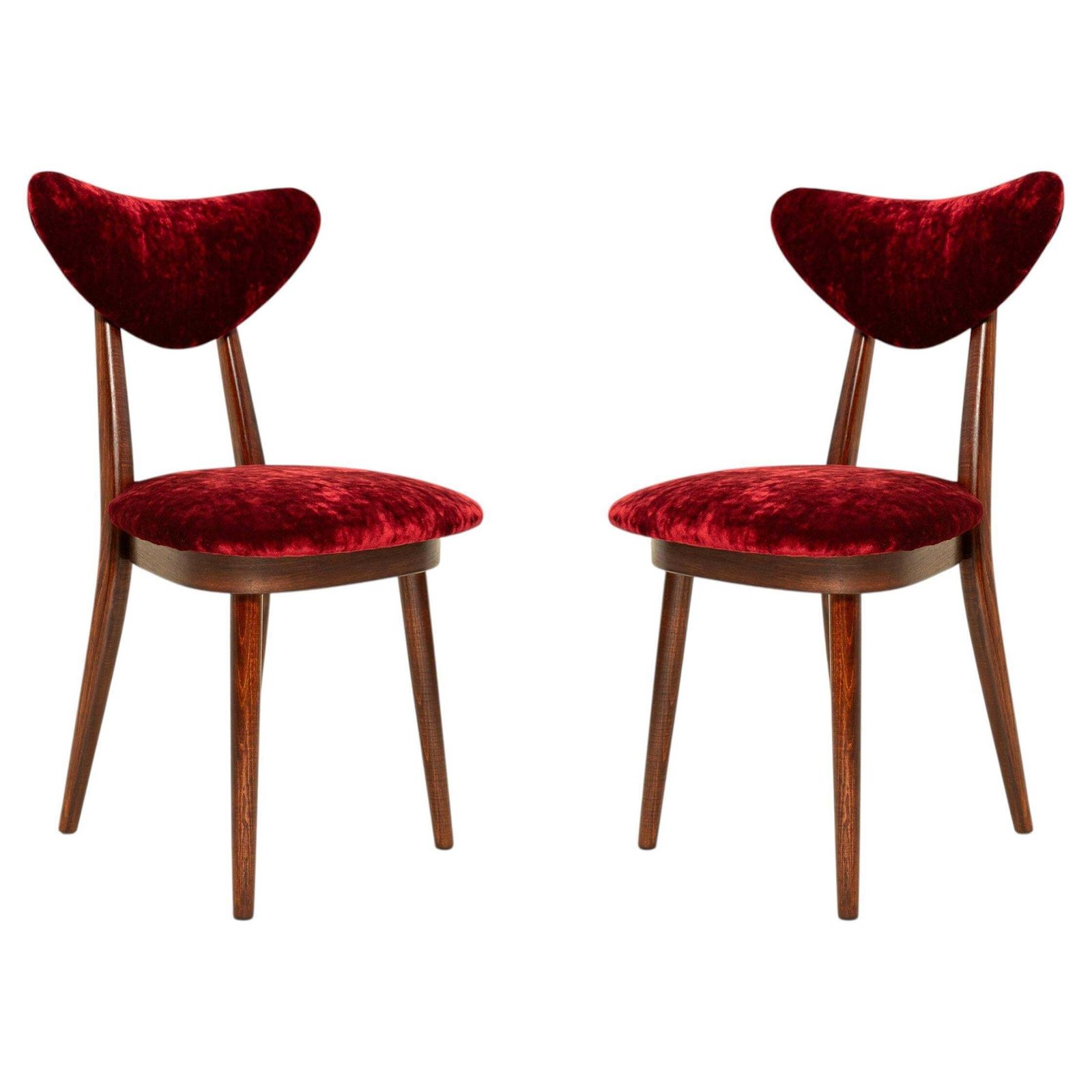 Twee mid-century fauteuils met hartvormige rugleuning, bekleed met Dedar-fluweel, Europa, ca. jaren 1960