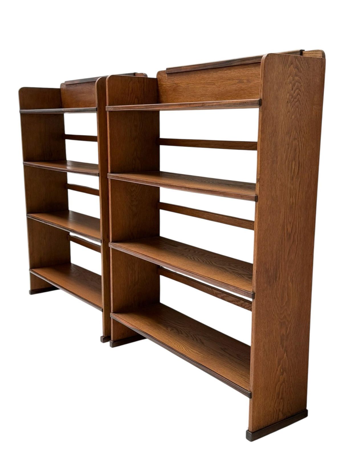 1920s Art Deco Open Bookcase By P.E.L. Izeren, Solid Oak & Ebony photo Furniture