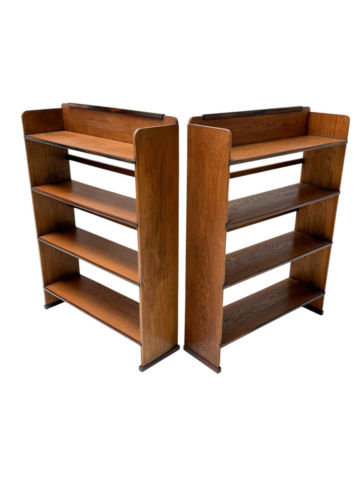 1920s Art Deco Open Bookcase By P.E.L. Izeren, Solid Oak & Ebony photo 3969.0