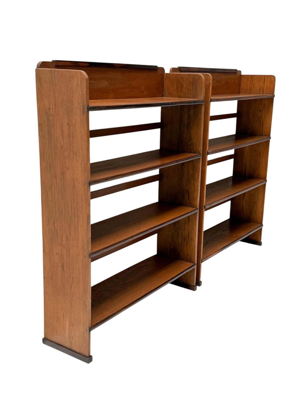 1920s Art Deco Open Bookcase By P.E.L. Izeren, Solid Oak & Ebony photo vinterior