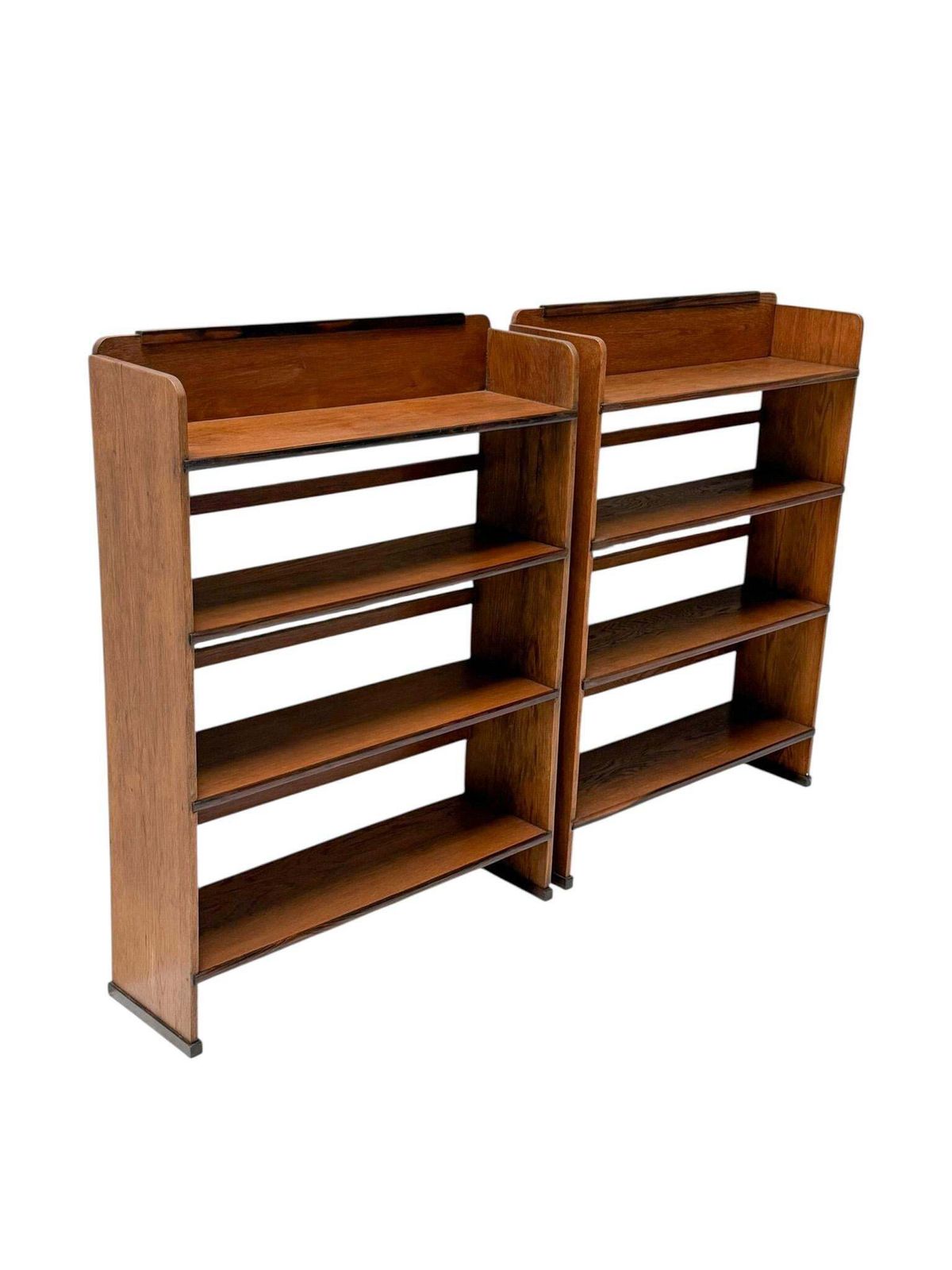 1920s Art Deco Open Bookcase By P.E.L. Izeren, Solid Oak & Ebony photo buy