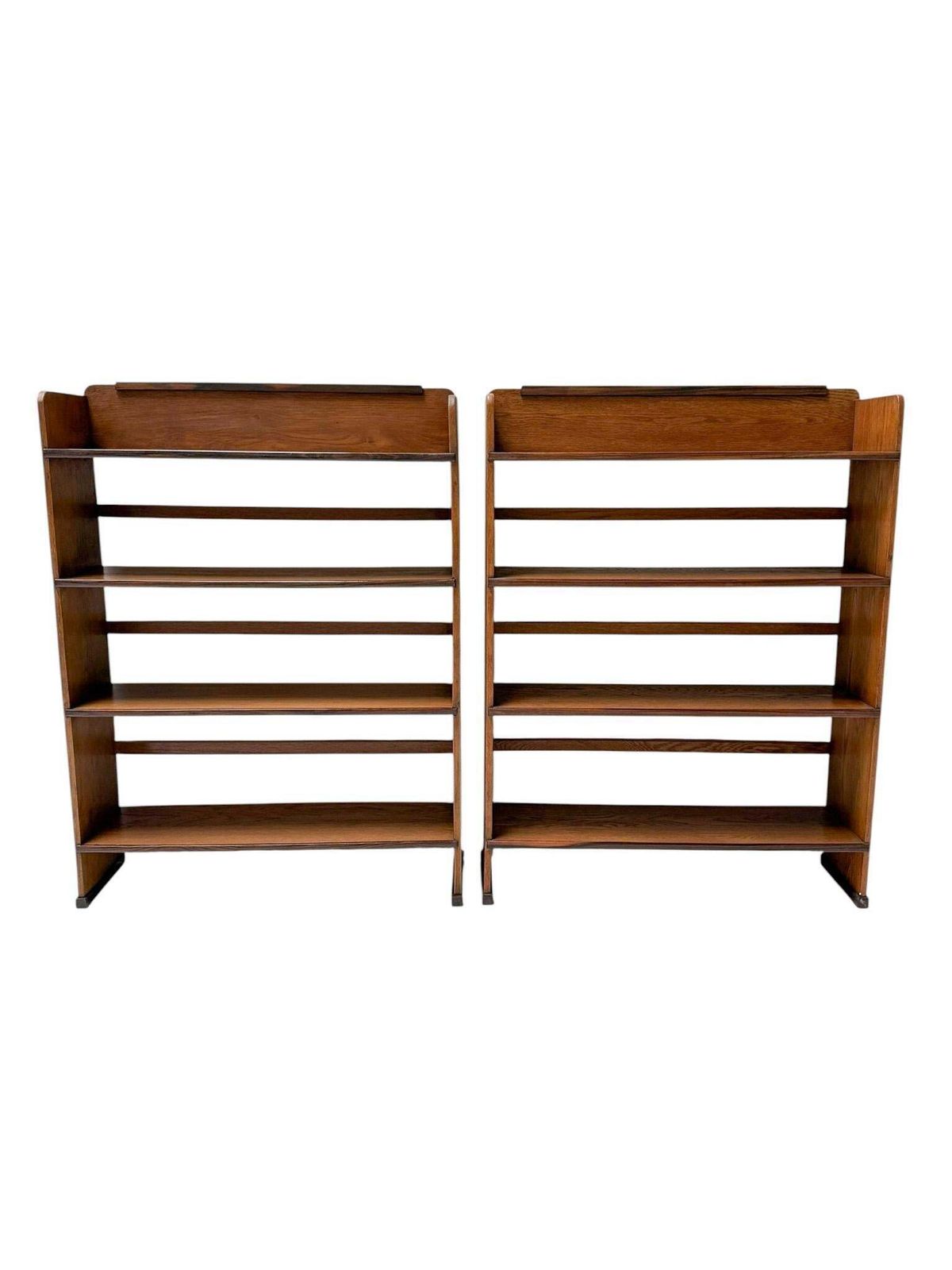 photo for sale 1920s Art Deco Open Bookcase By P.E.L. Izeren, Solid Oak & Ebony