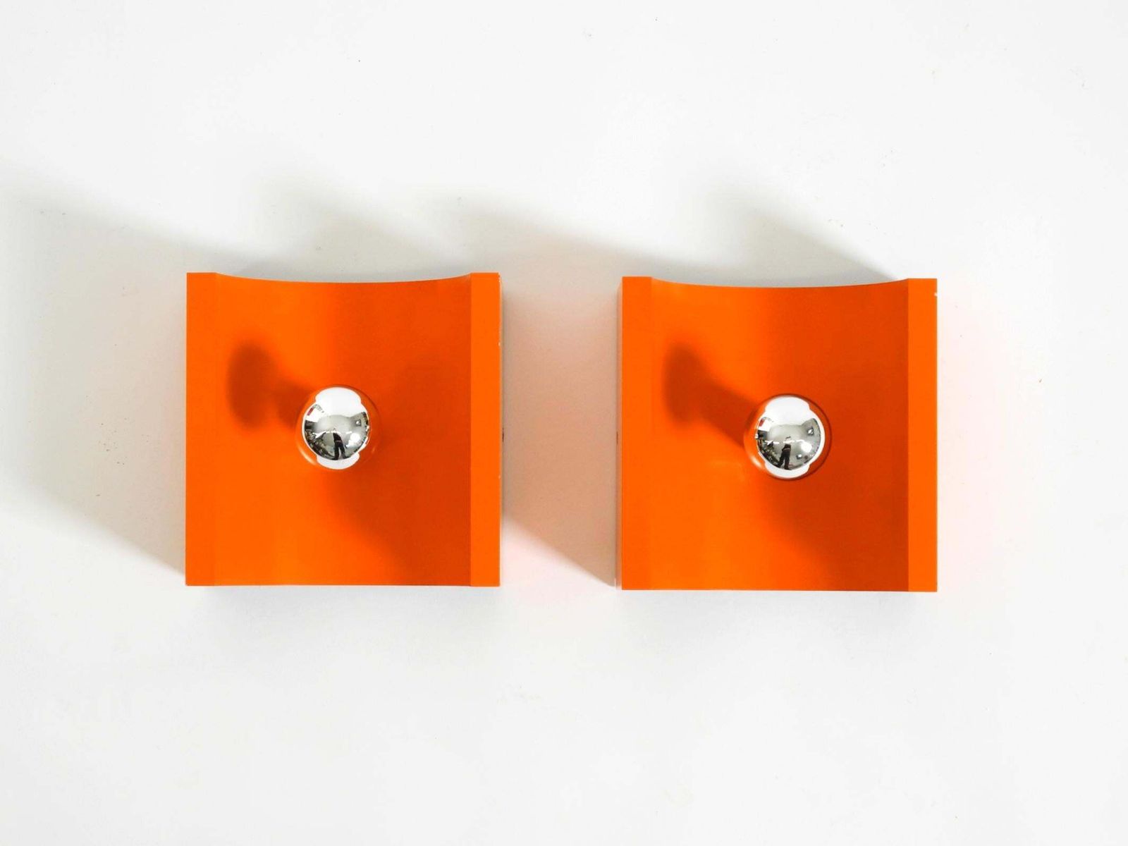 Een paar Space Age metalen wandlampen uit de jaren 1960 van Klaus Hempel voor Kaiser Leuchten photo for sale