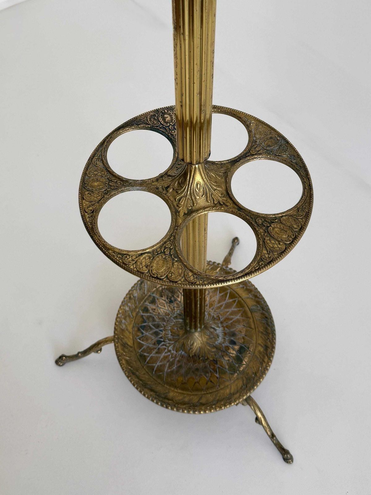photo for sale Luxe vintage messing kapstok met paraplubak, wandelstokhouder en draaibare kroon