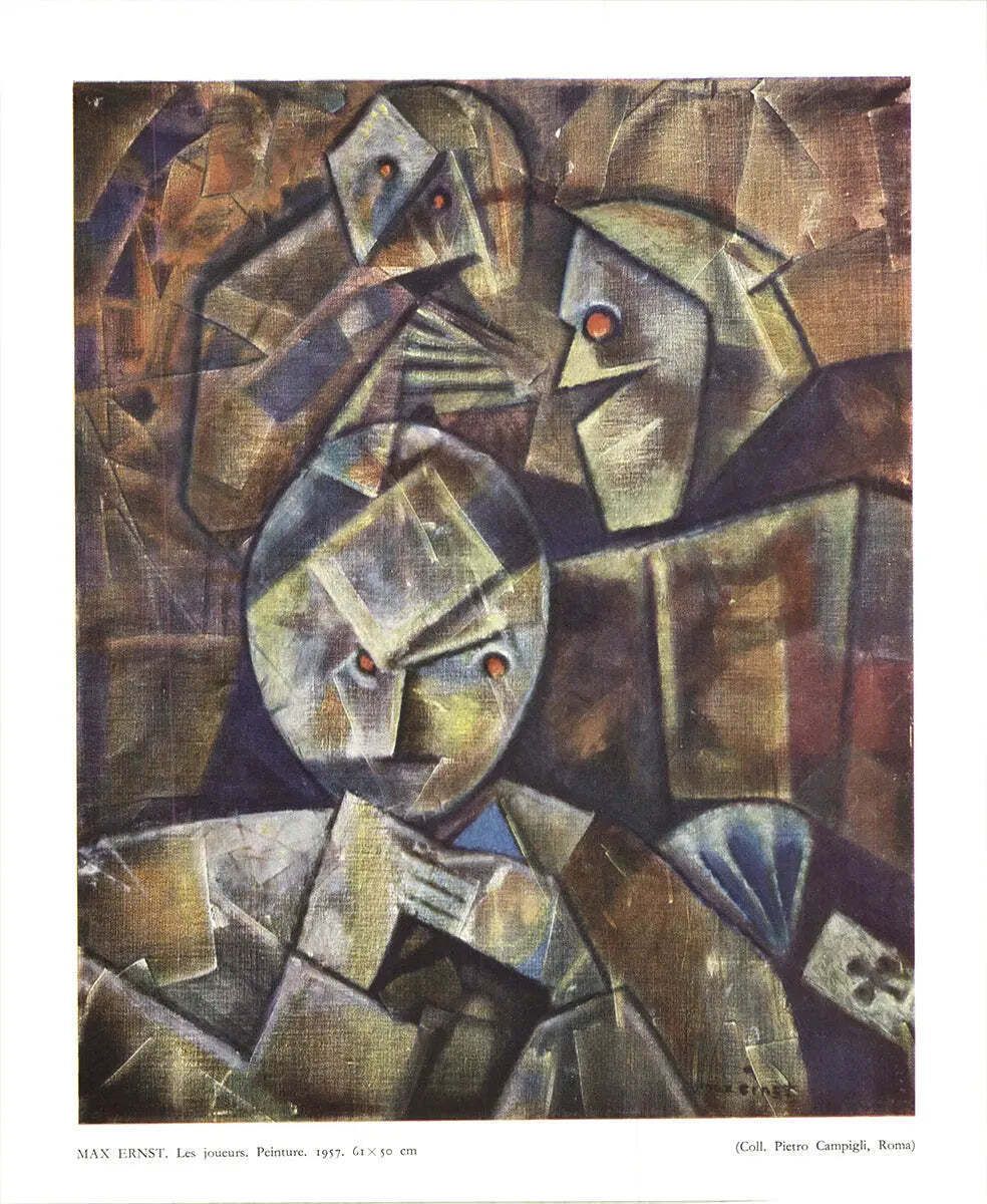 Max Ernst Les Joueurs Surrealistische Offset Lithografie Kunstprint