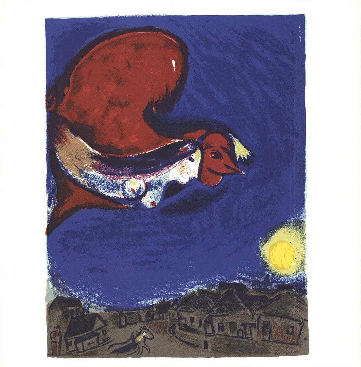 Marc Chagall La Femme Au Coq Rouge 1964 Stone Lithograph Print