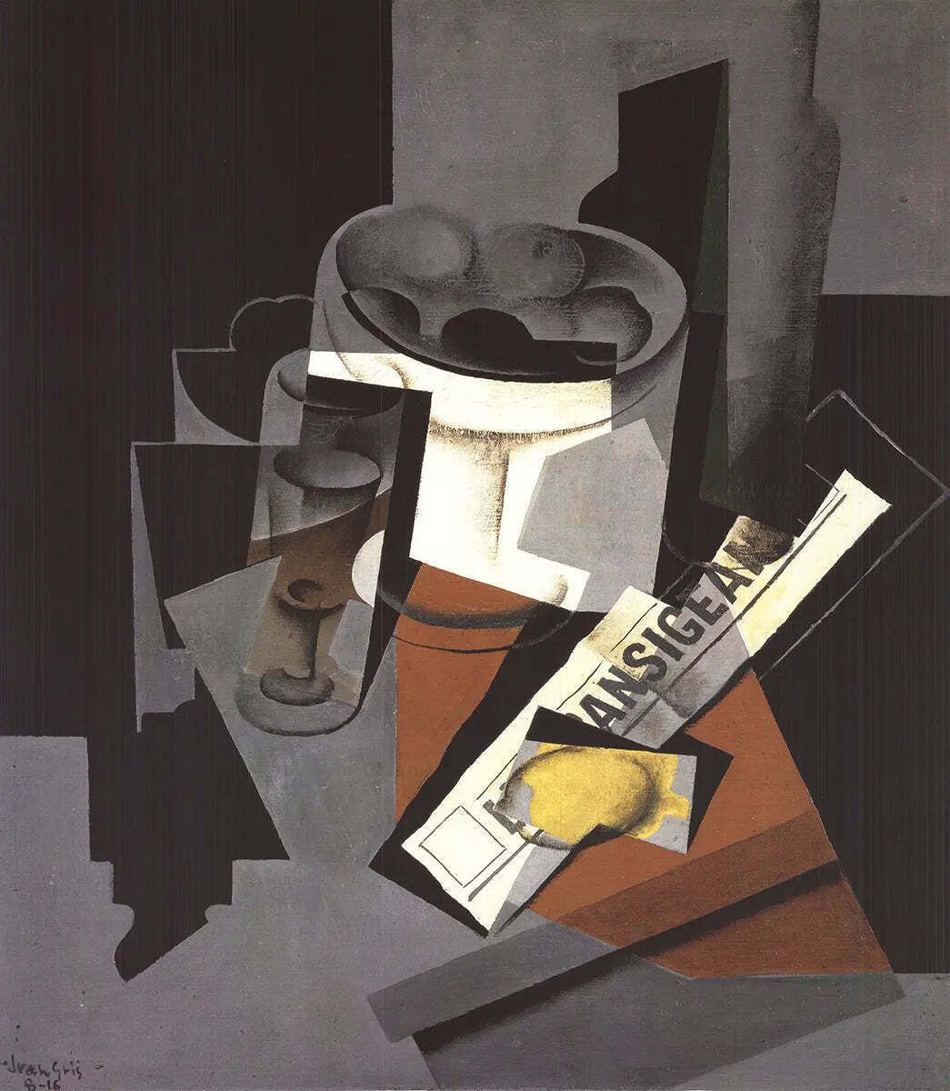 Juan Gris Still Life With Newspaper 1993 Cubist Offset Lithograph Art Poster photo furniture