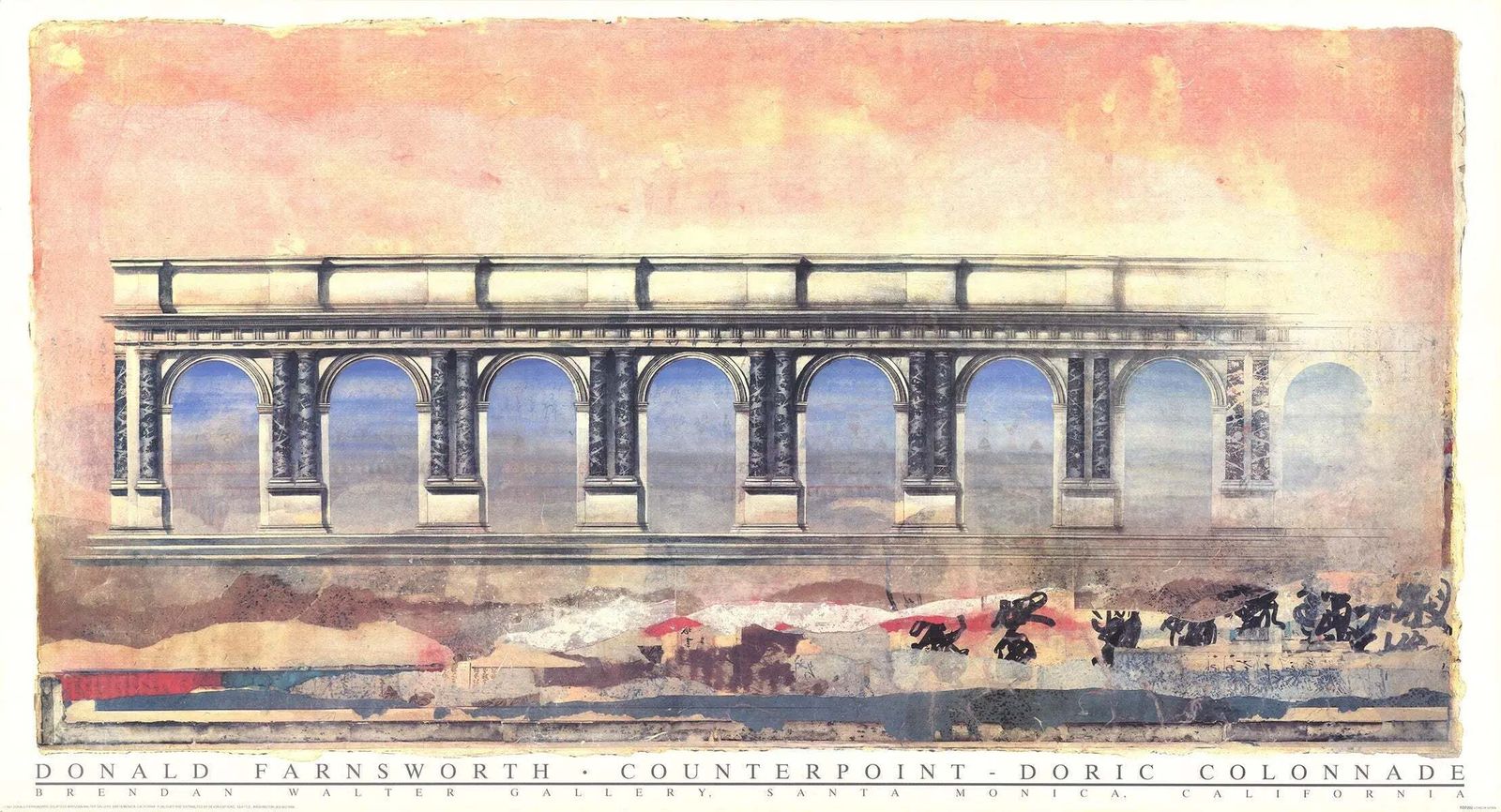Affiche d'exposition Donald Farnsworth Counterpoint Doric Colonnade, lithographie 1991