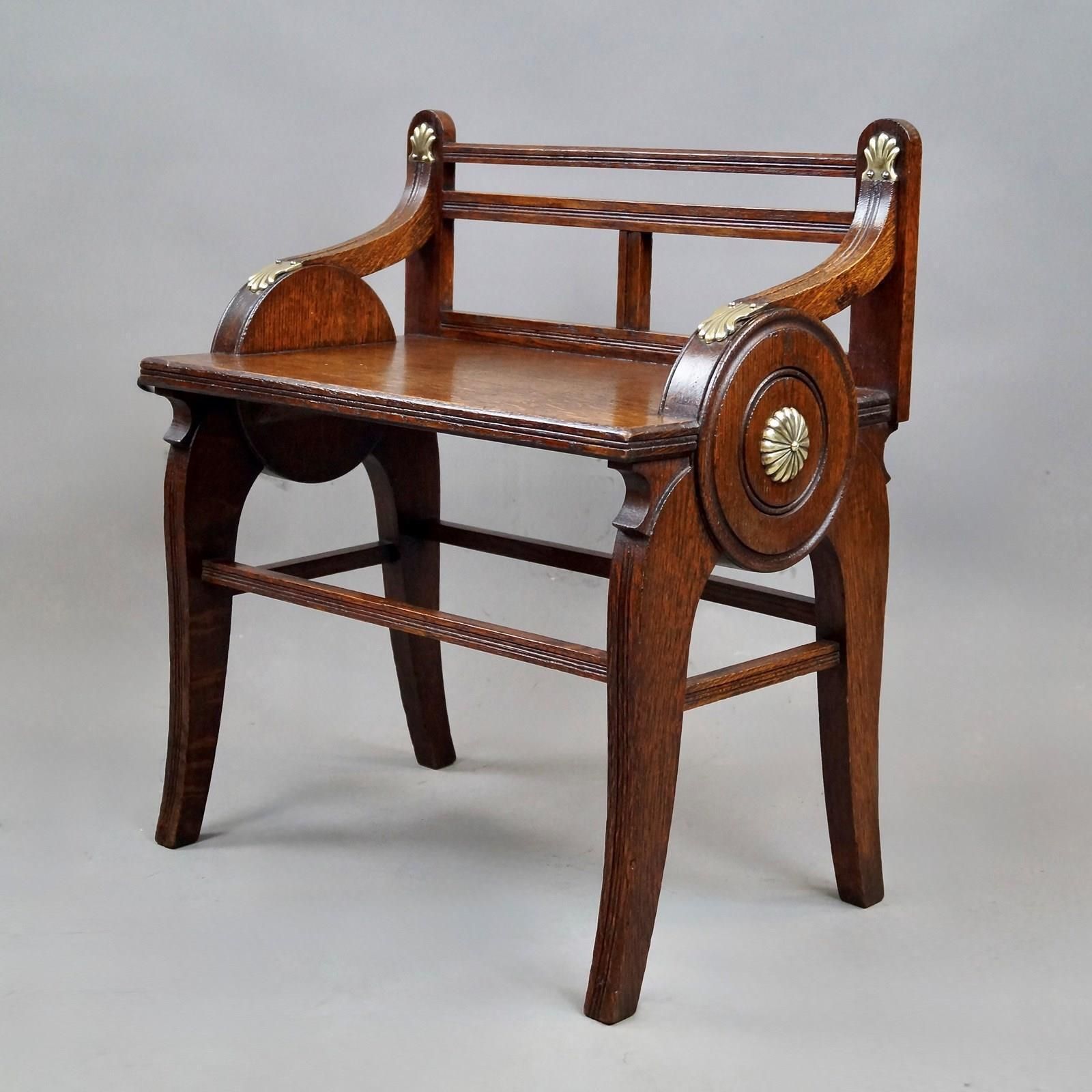 Een Eiken en Messing Gemonteerde Halbank van James Shoolbred & Co. photo 2250.0