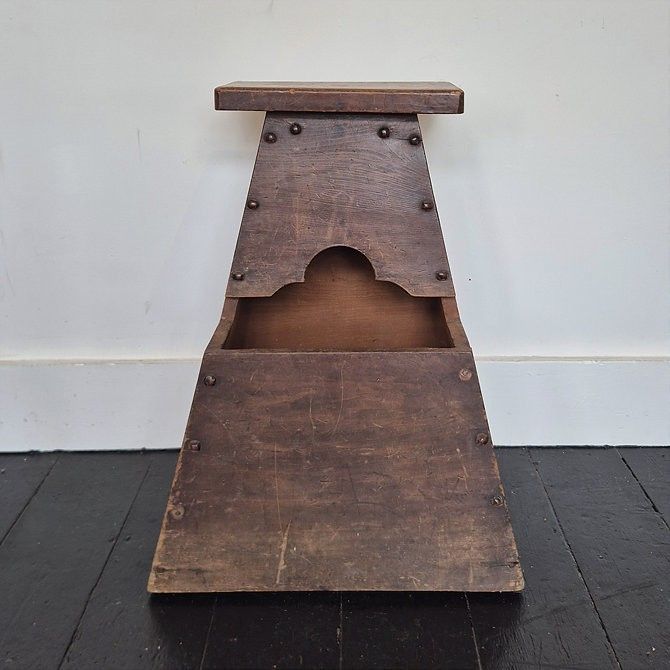 Vintage Japanese Street Vendor's Wooden Stool: Modernist Brutalist Japandi Style photo furniture