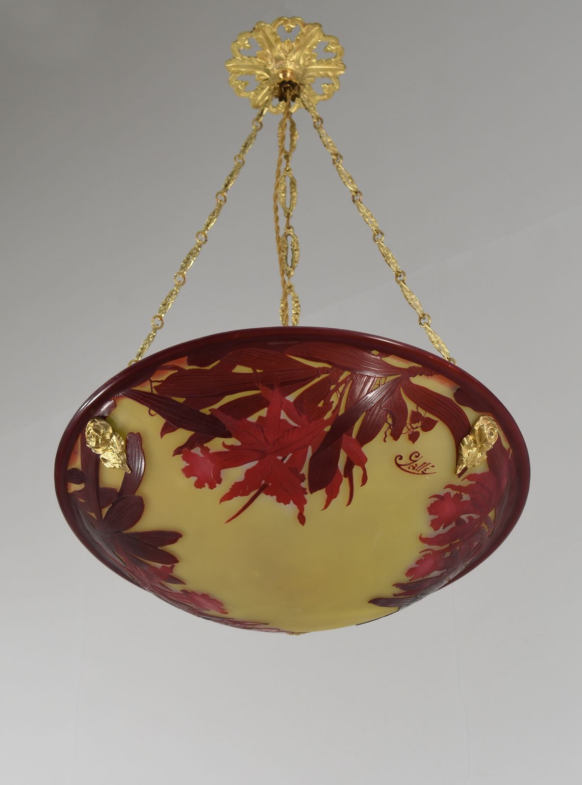 French Art Deco Cameo Pendant Light By Gallé 1920s France photo Lighting