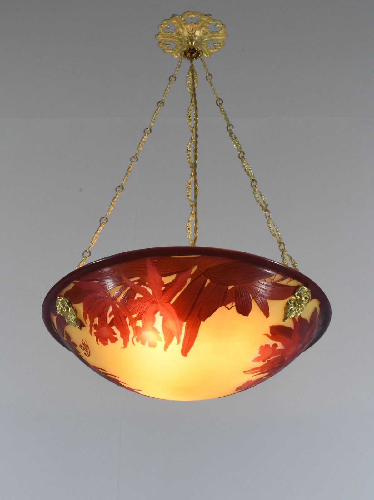 photo furniture French Art Deco Cameo Pendant Light By Gallé 1920s France
