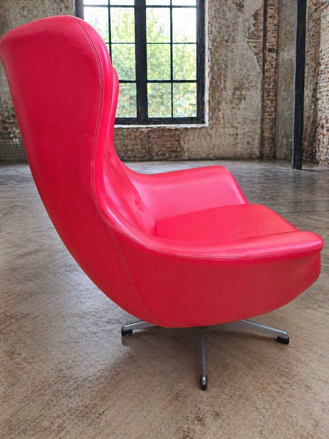 Pair Of High Back Swivel Lounge Chairs Scandinavian Modern Leather & Aluminum By Up Závody Rousínov 1960s Czechoslovakia photo vintage
