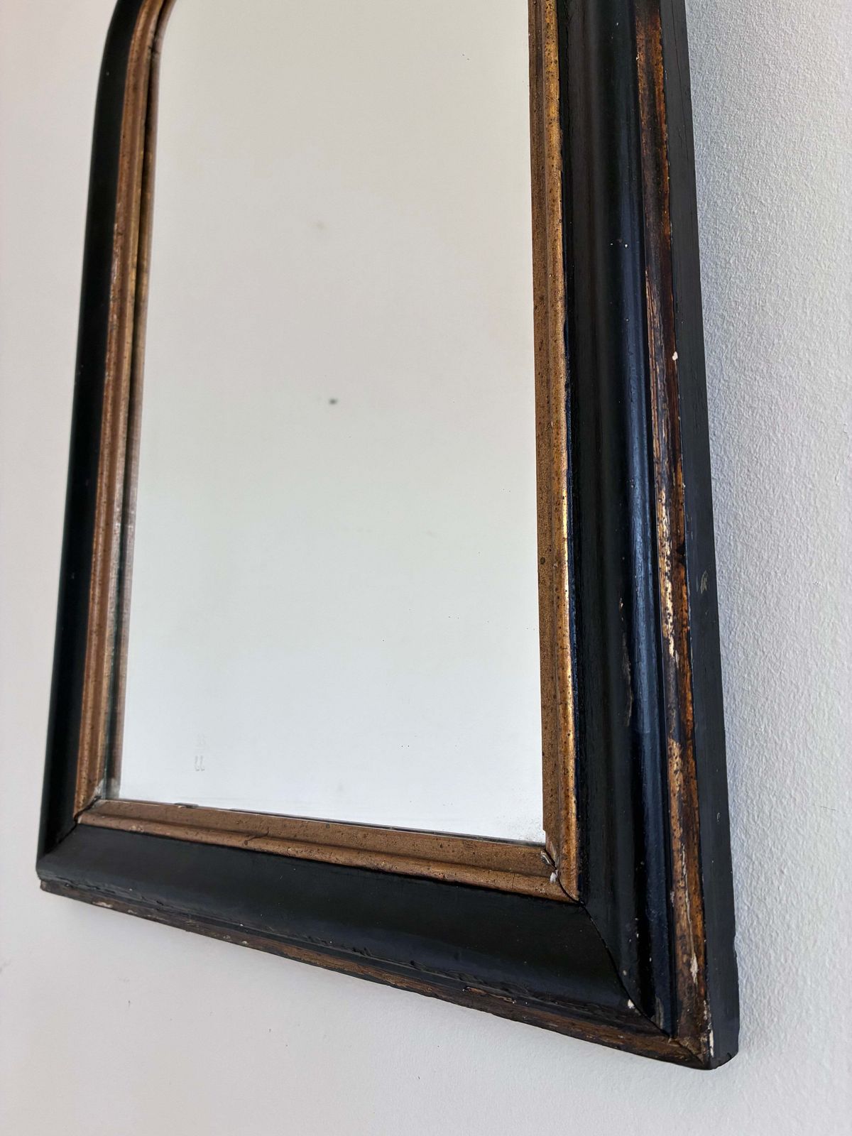 Antiek Frans Louis Philippe-spiegel – zwart en goud, eind 19e eeuw photo buy