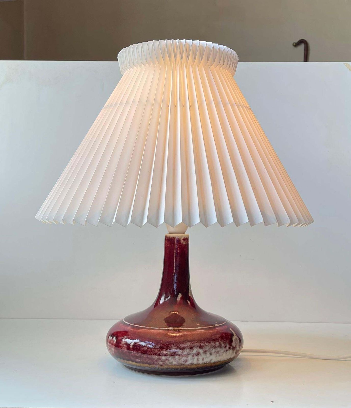 809.0 Mid Century Oxblood Glazed Stoneware Table Lamp By Desiree & Le Klint, 1960s photo