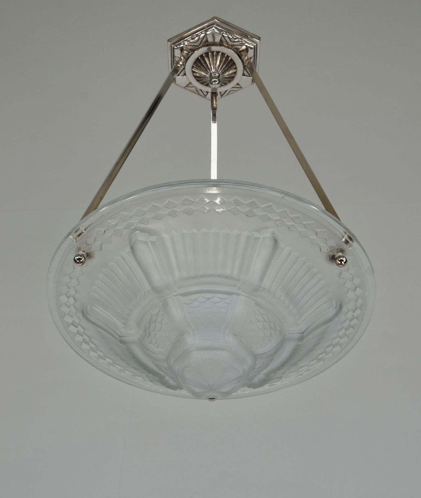 Franse art deco plafondlamp uit 1930 van Muller Frères - 2 beschikbaar photo Verlichting
