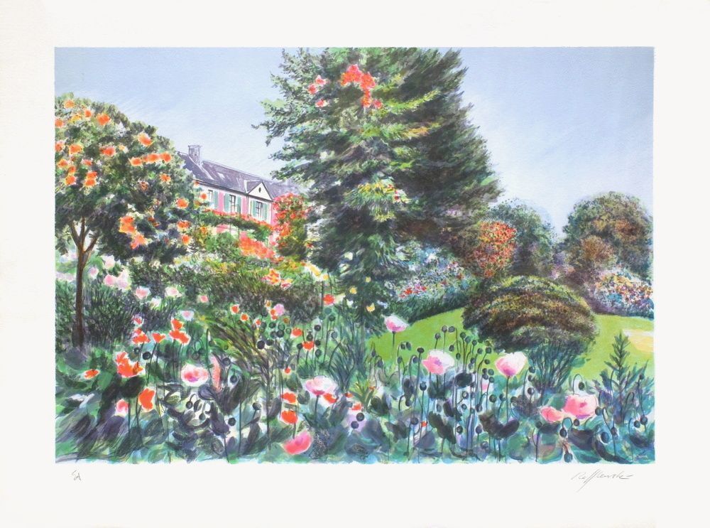 Rolf Rafflewski Gesigneerde Lithografie Giverny La Maison De Claude Monet 1990