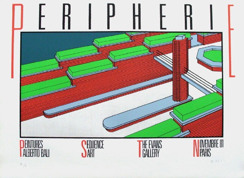 Sérigraphie signée Alberto Bali, Périphéries, 1981