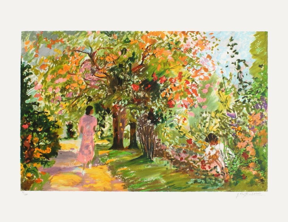 Yvonne Cheffer Delouis Gesigneerde Lithografie Le Jardin De L'archevêché