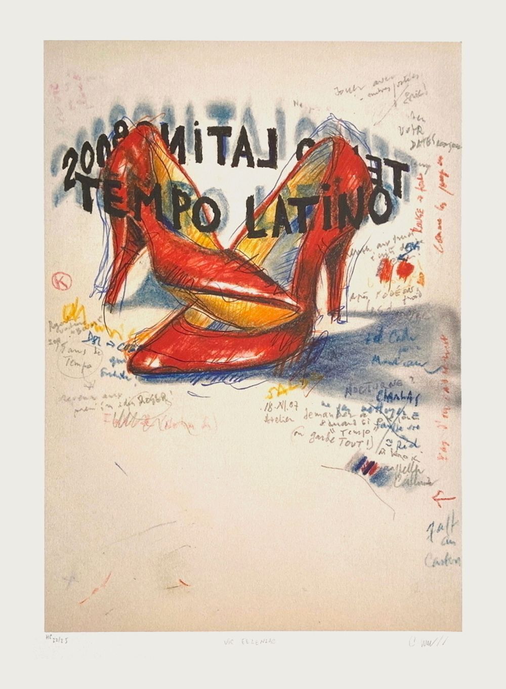 Lithographie signée Jean Paul Chambas Tempo Latino Vic Fezensac 2008