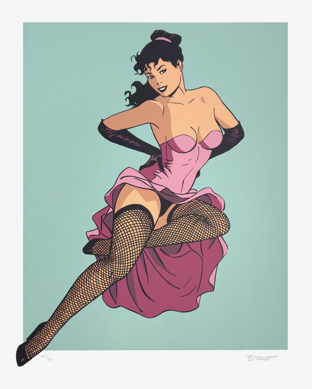 Philippe Berthet Gesigneerde Zeefdruk Pin Up Frou Frou 2008