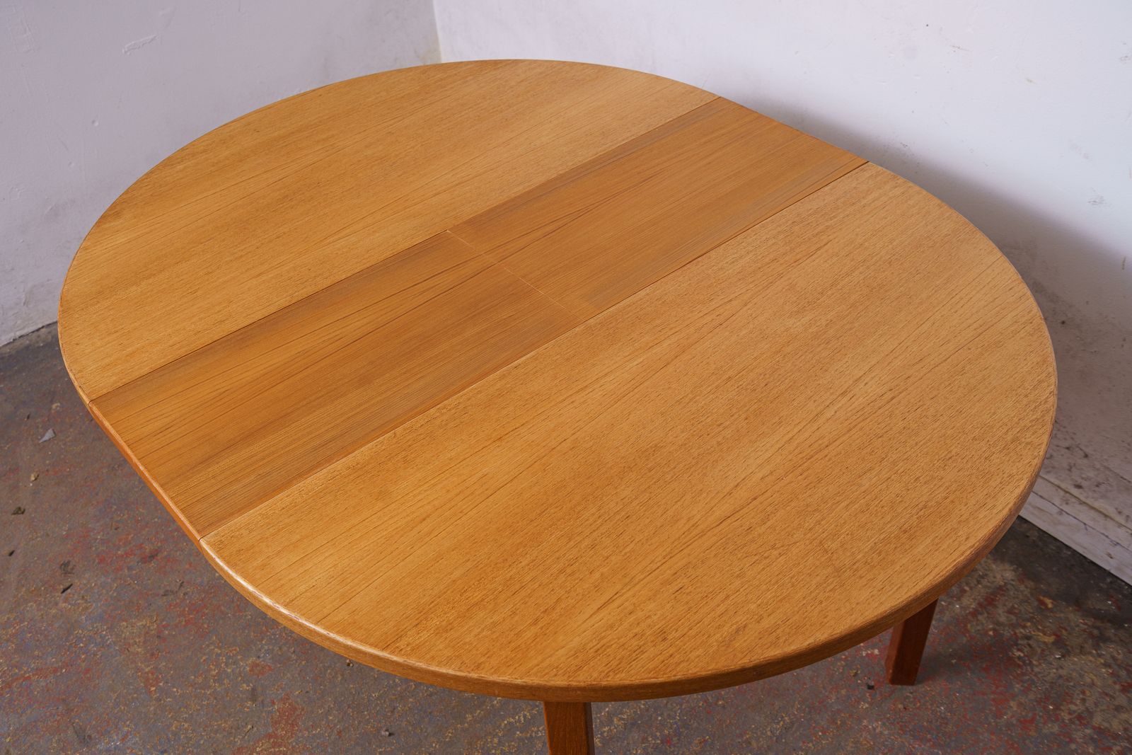 Furniture Danish Mid Century Teak Round Double Extending Dining Table photo