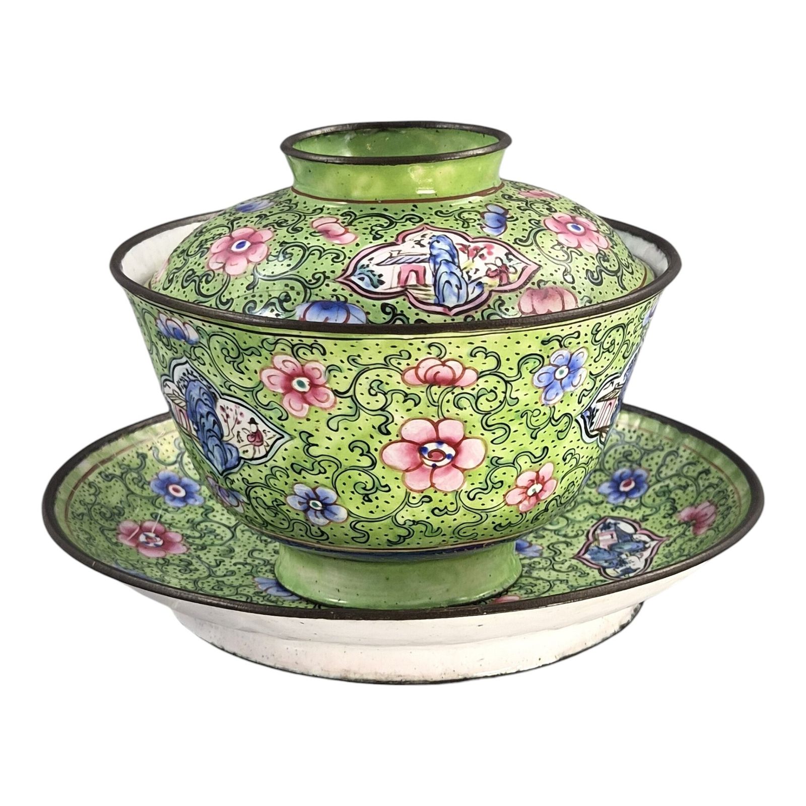 Chinese Qing Dynasty Canton Enamel Gaiwan Set, C. 1850–1860 photo buy