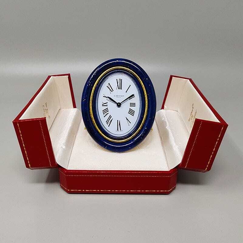 photo furniture Pendulette réveil Cartier Lapis Lazuli, années 1980, fabriquée en Suisse