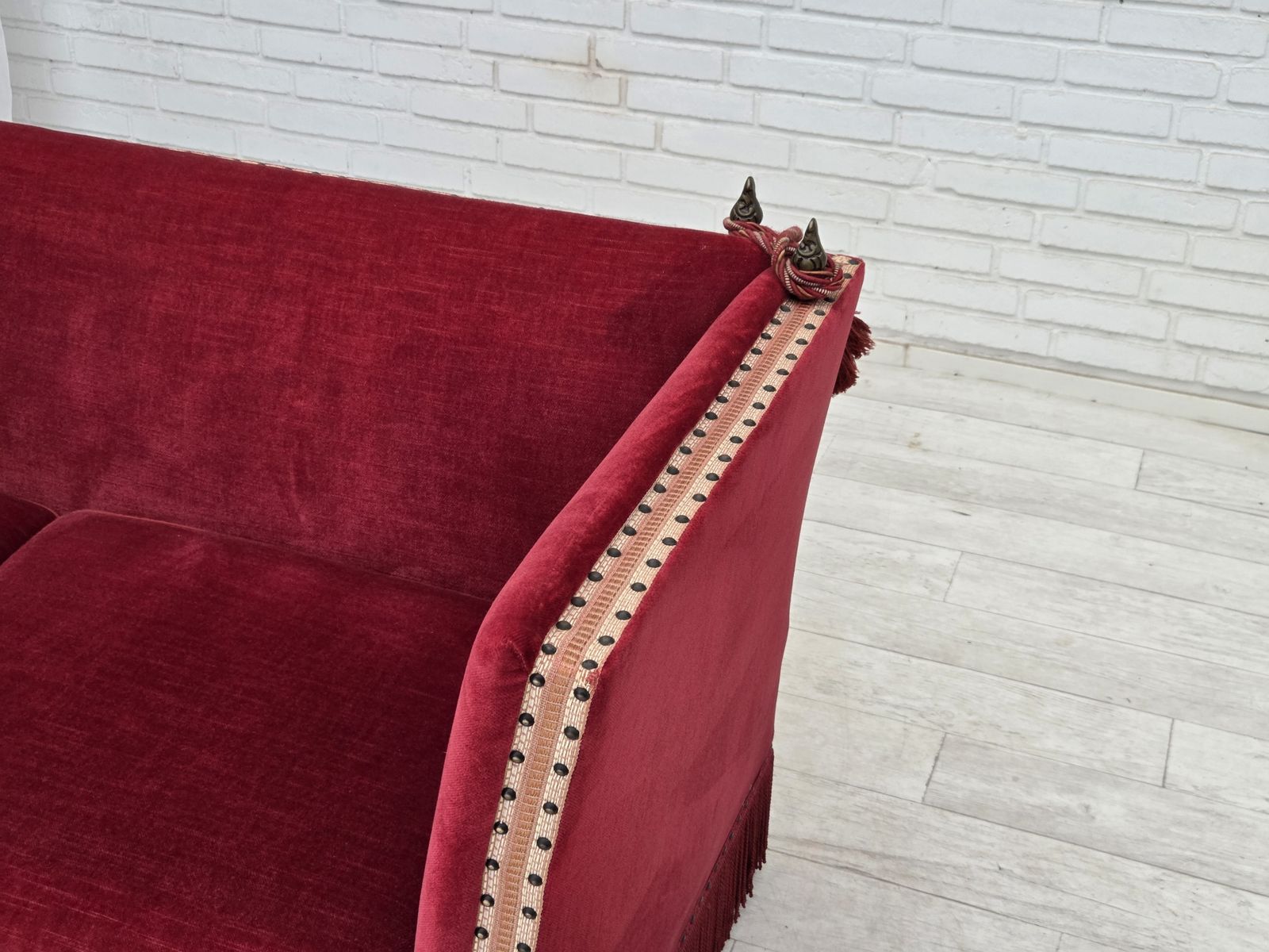 1970s, Danish 2 Seater Drop Arm Sofa, Furniture Velour. photo Furniture