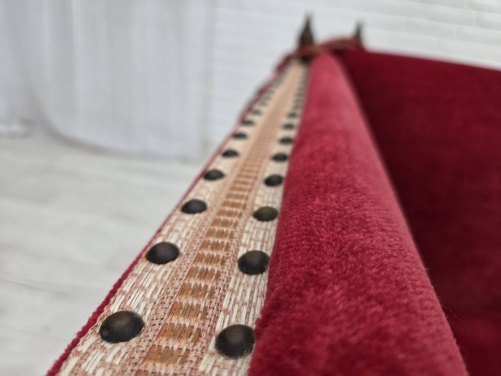 1970s, Danish 2 Seater Drop Arm Sofa, Furniture Velour. photo vinterior