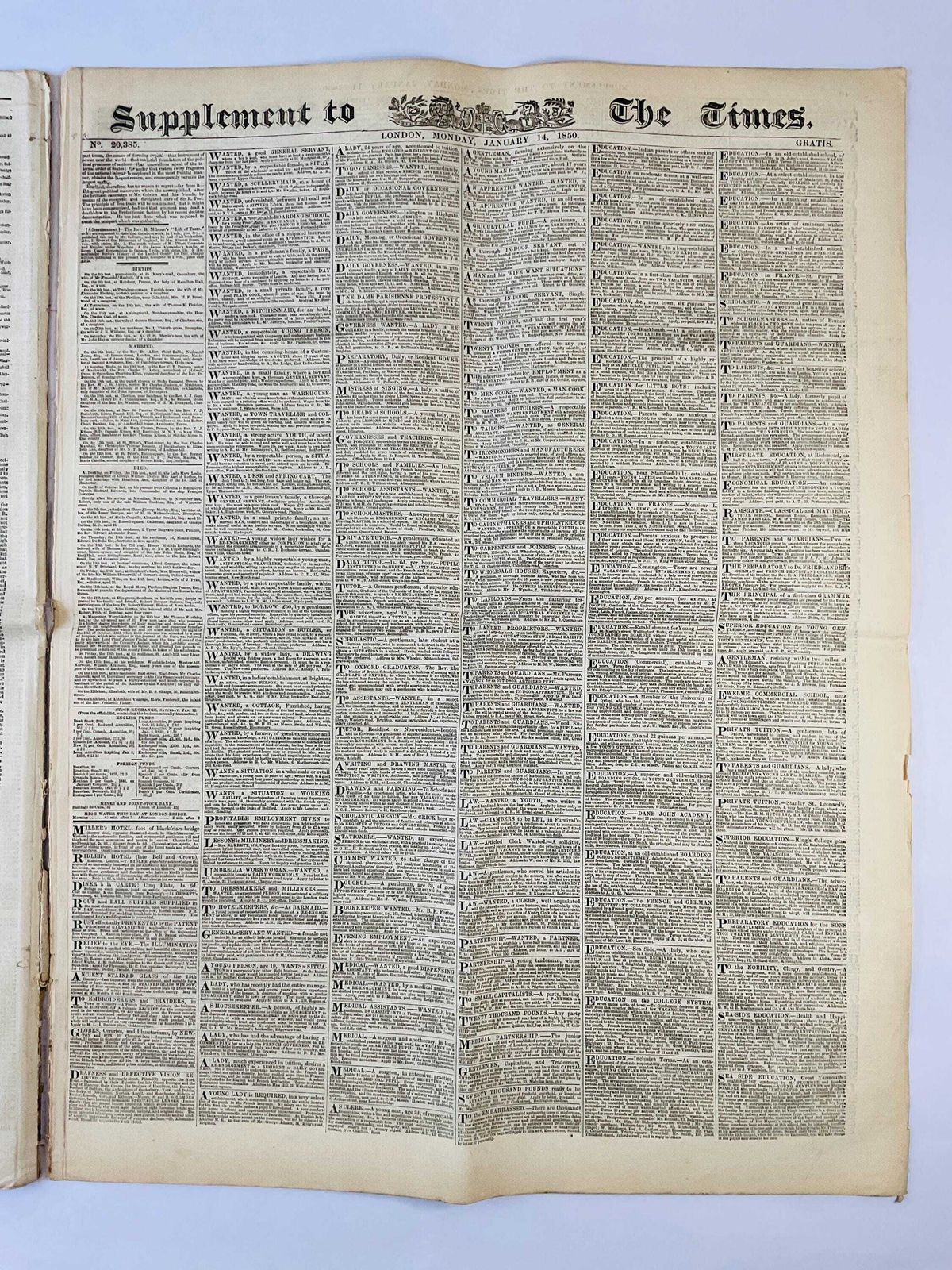 Editie 1850 van 'The Times' - Twee gebonden nummers met volledige supplementen photo vintage