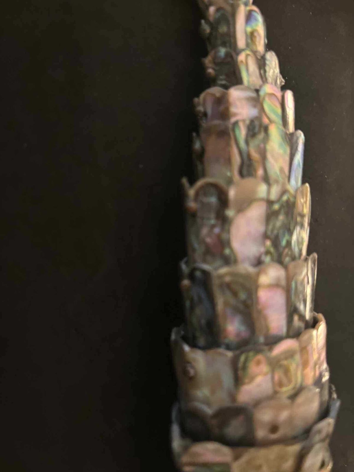 Décapsuleur poisson articulé, nacre abalone mexicaine, barware mid-century modern, années 1950 photo vintage