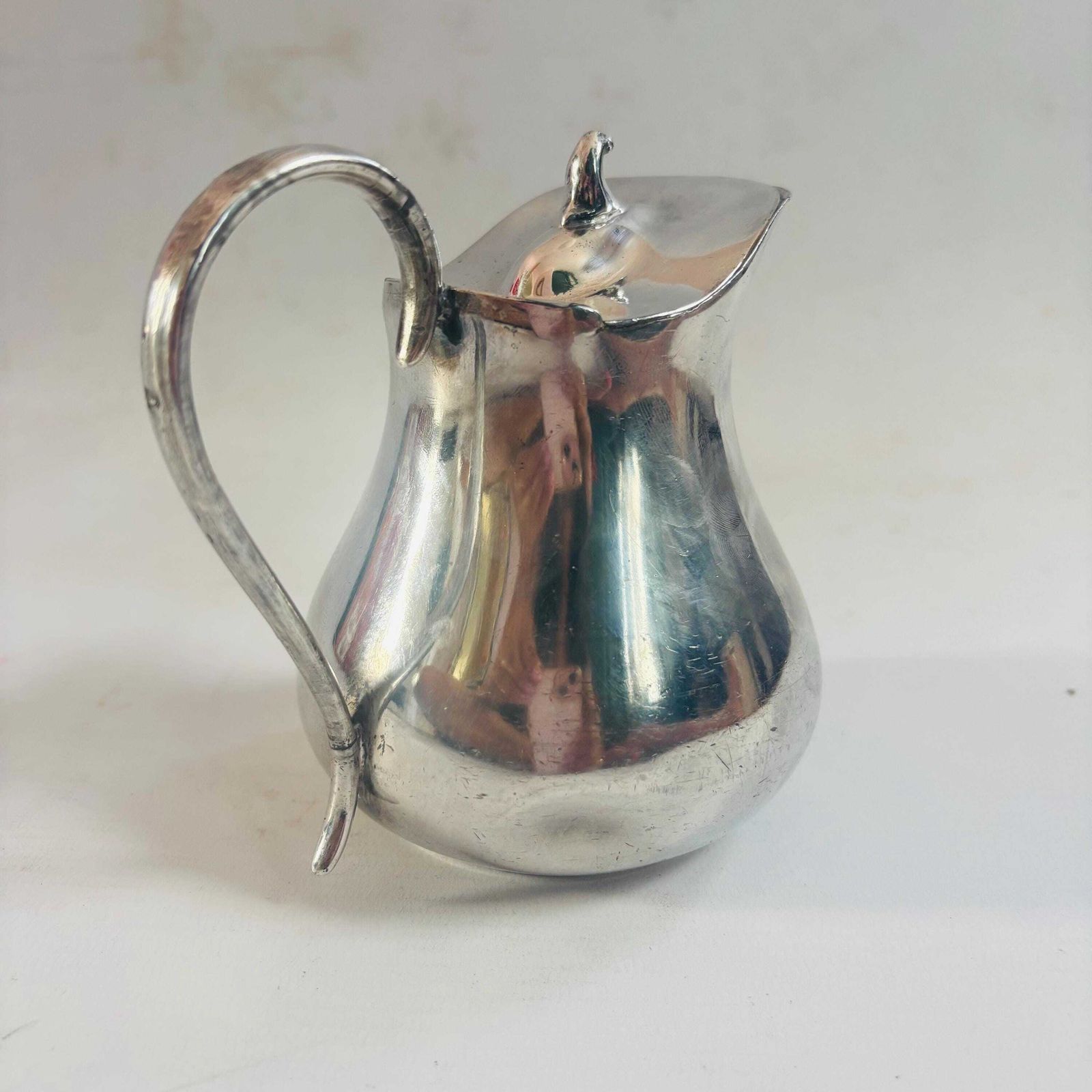 Pot à lait vintage TL&SS Sheffield argenté avec couvercle, Design 5415, cabossé photo 85.0