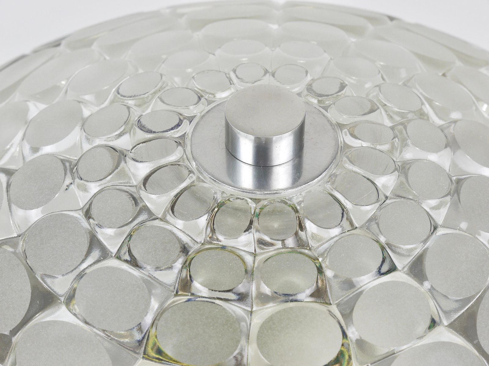 photo vinterior Peill & Putzler Grote Ronde Op Art Glazen Wandlamp, 1970s