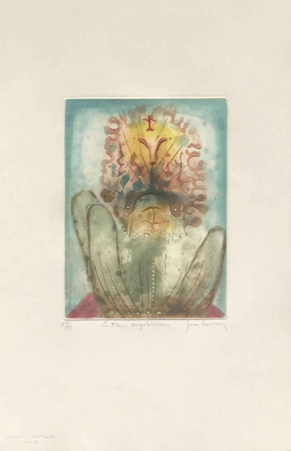 René Carcan Gesigneerde Ets Fleur Mystérieuse 1988