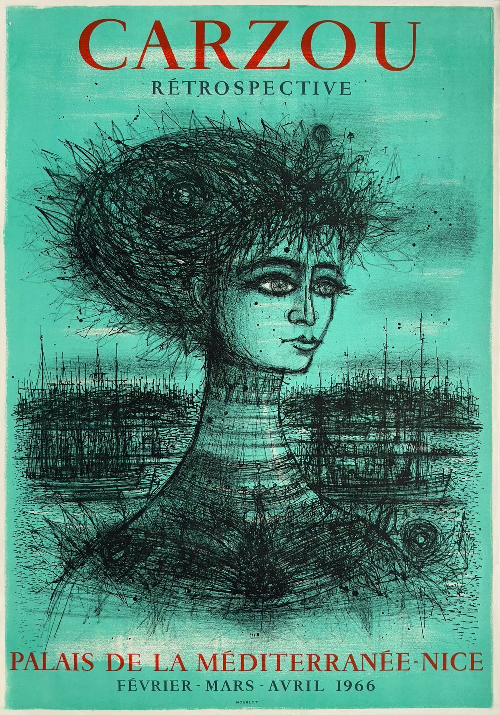 Jean Carzou Poster Expo 66   Palais De La Méditerranée