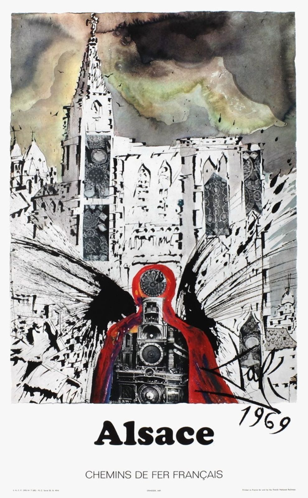 Salvador Dali Poster Sncf   Chemins De Fer Français   Alsace (Petit) 1970