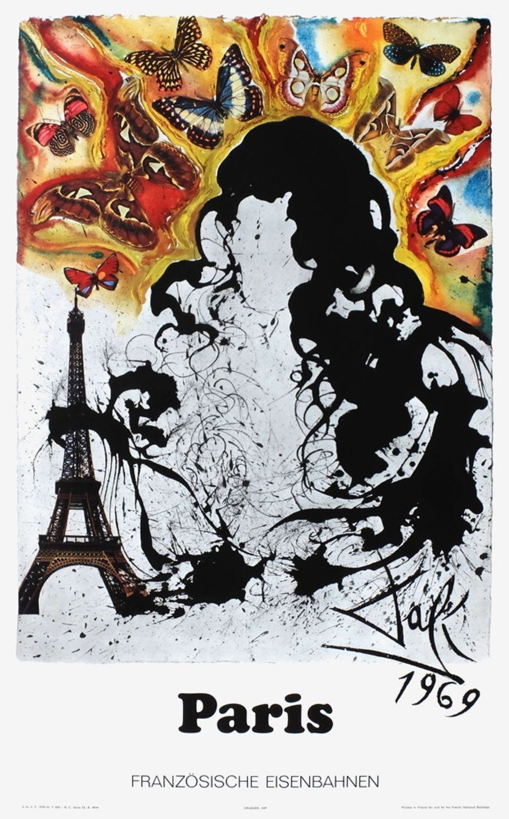 Affiche Salvador Dali SNCF Französische Eisenbahnen Paris (Klein) 1970