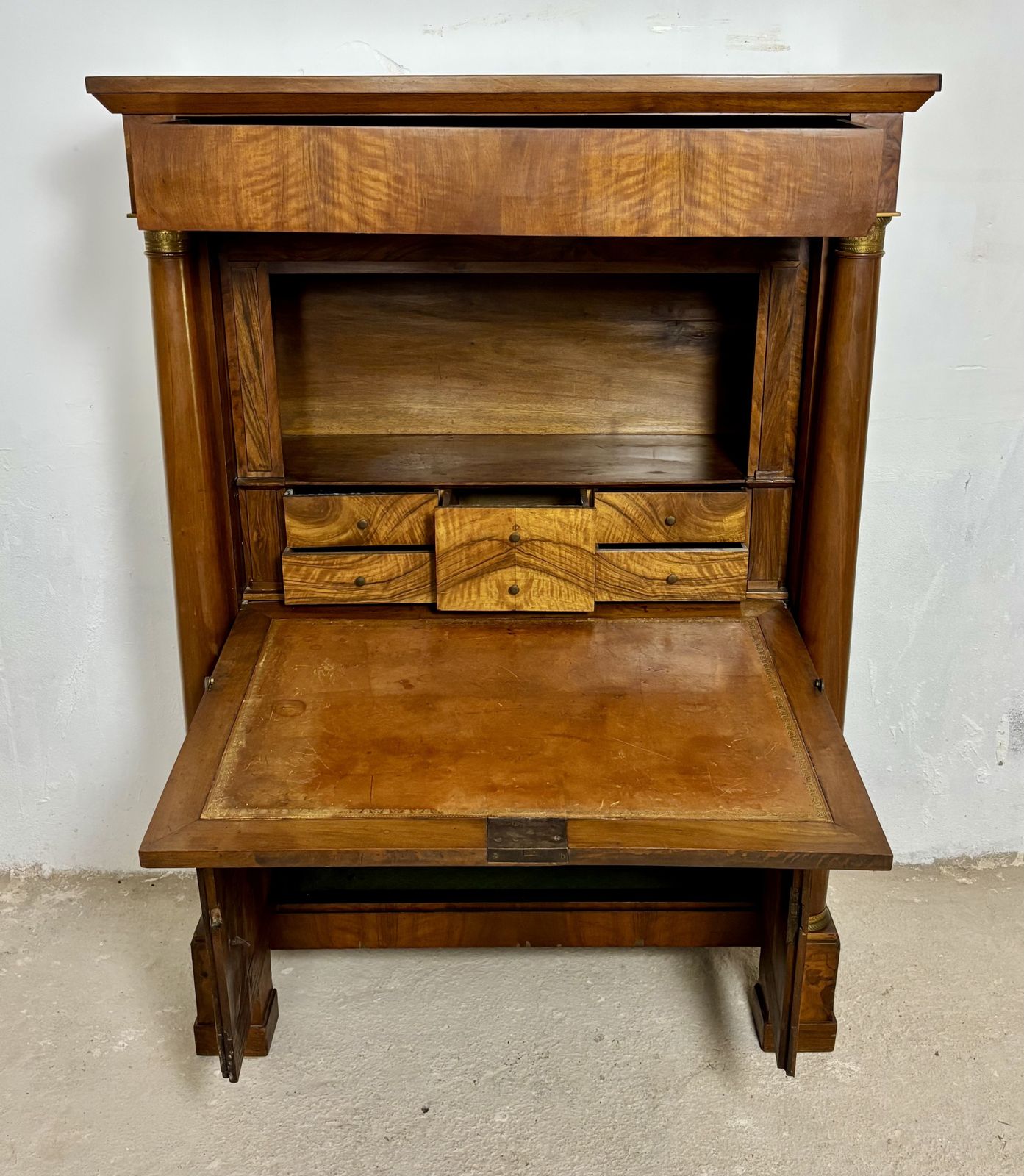 photo for sale Grote Franse Empire secretaire abattant in walnoot, begin 20e eeuw