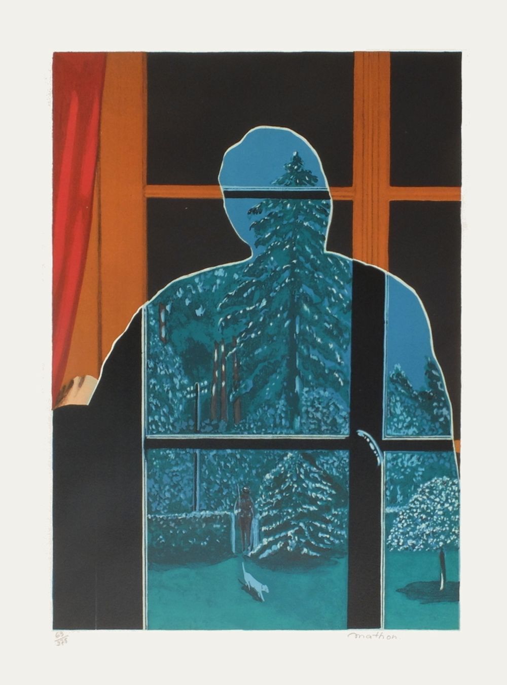 Mathon Gesigneerde Lithografie Hommage à Magritte 1980
