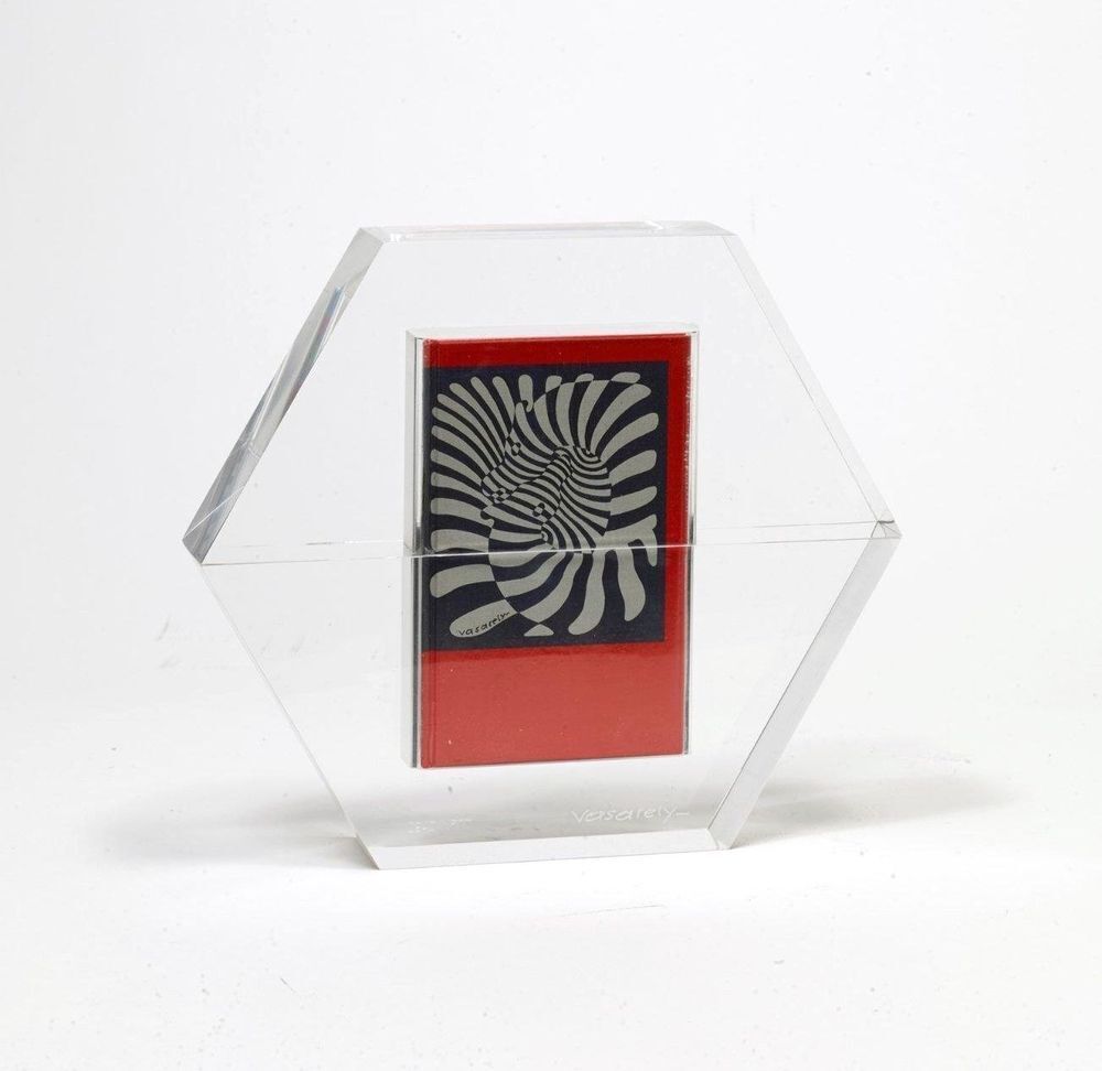 Victor Vasarely Gesigneerd Sculptuur Hexagone 1988