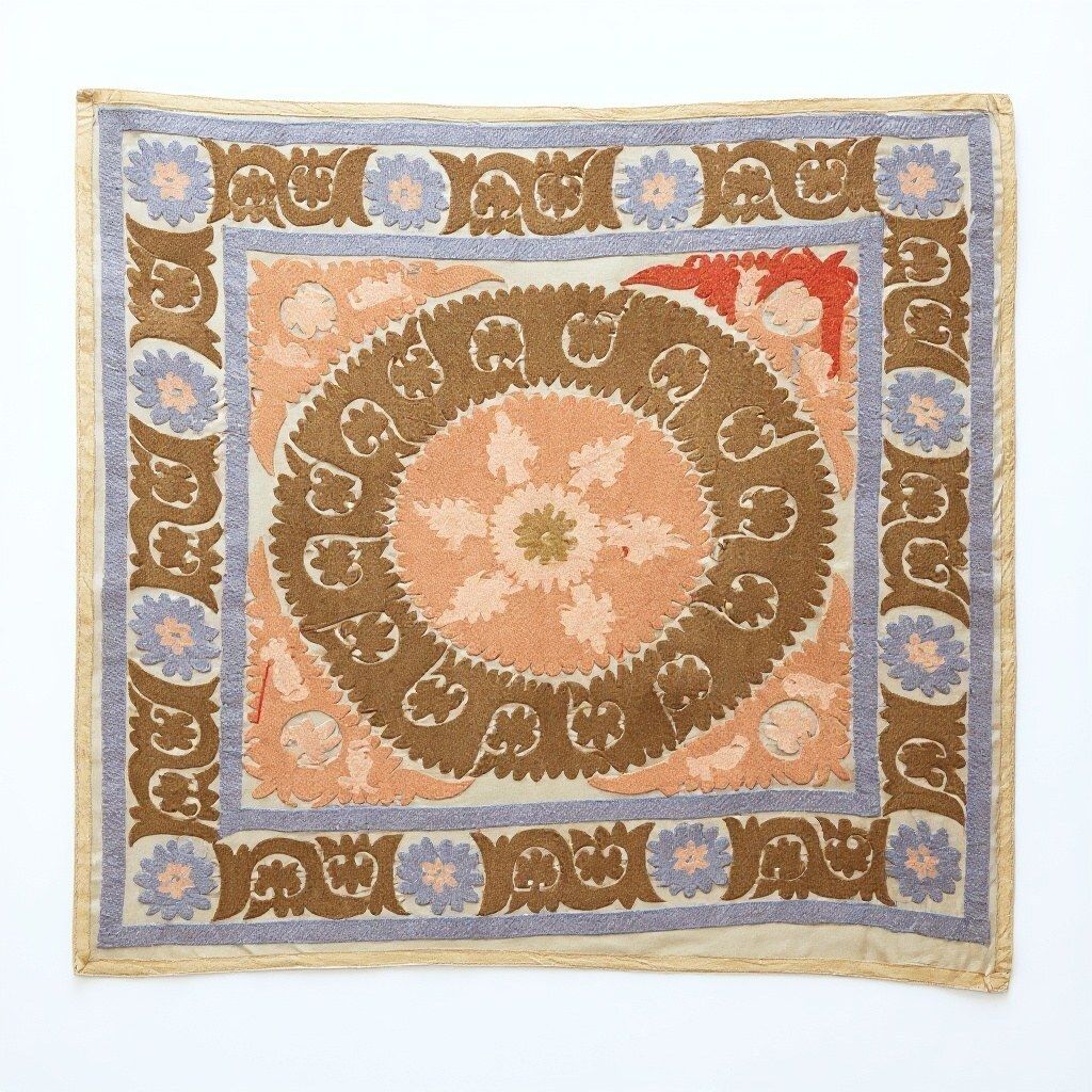 Asian Suzani Embroidered Wall Hanging, 4'135 X 152 Cm