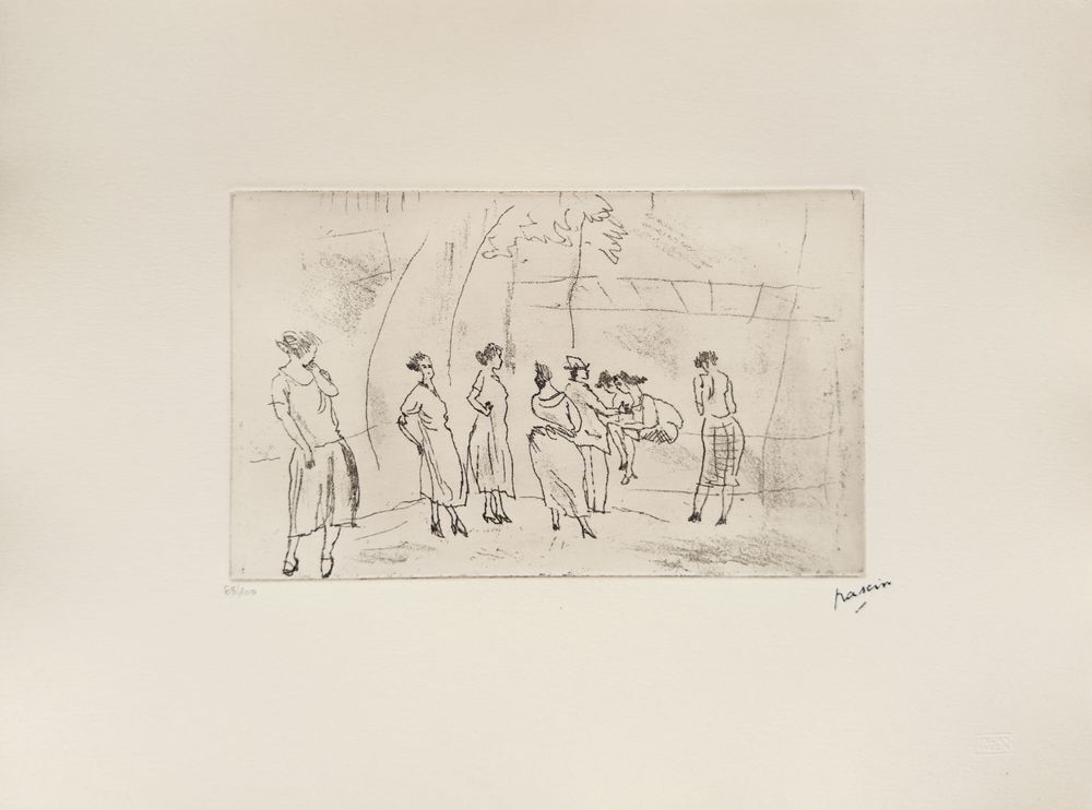 Jules Pascin Etching Dans Un Square 1980