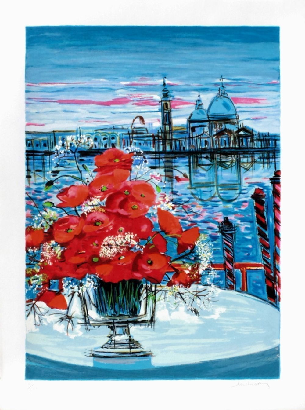 Michel Henry gesigneerde zeefdruk Coquelicots à Venise 1999
