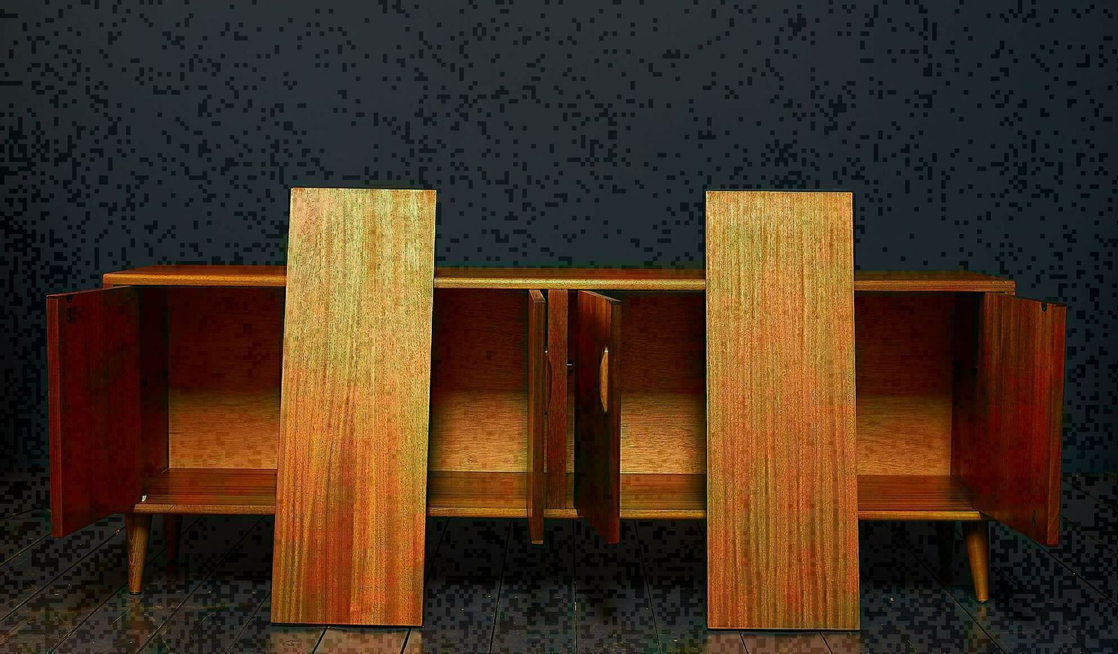 Mid Century Teak 1970s G Plan Sideboard Multimedia Unit On Tapered Wooden Feet photo vinterior
